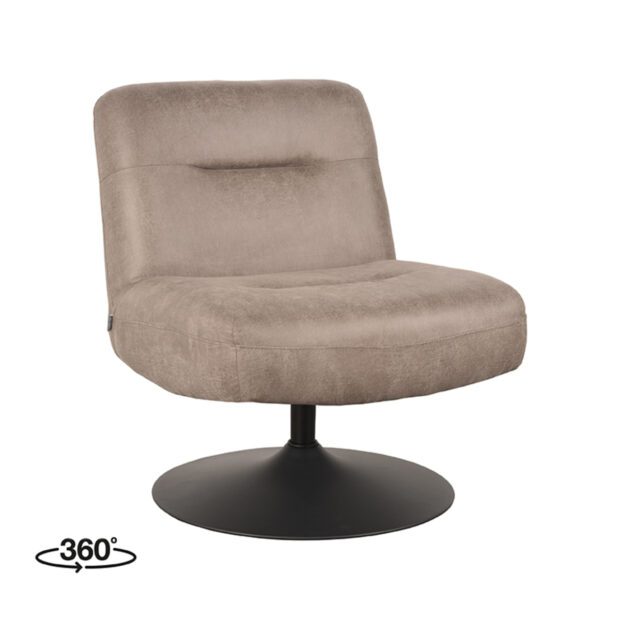 Fauteuil Eli 64x74x77 Cm Taupe Micro Suede Perspectief 360