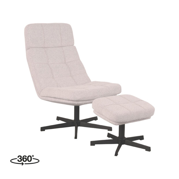 Lounge Chair Alvar 53x57x83 cm Ottoman Touch Naturel 360