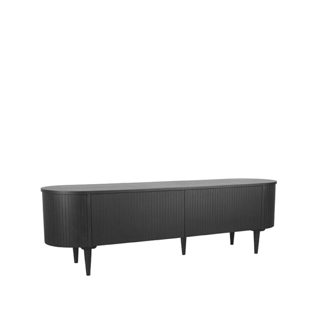 tv meubel oliva 180x47x55 cm zwart eikenhout perspectief
