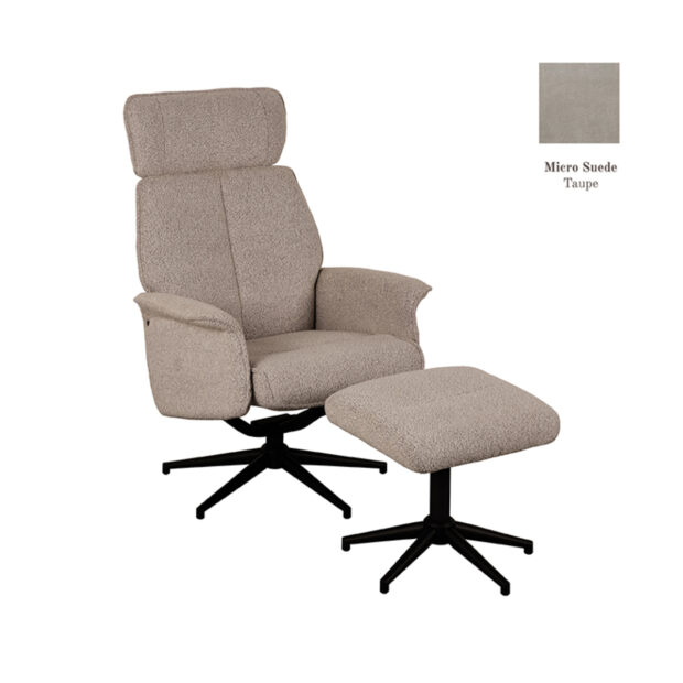 Fauteuil Verdal 77x79x109cm Ottoman Taupe Micro Suede Perspectief