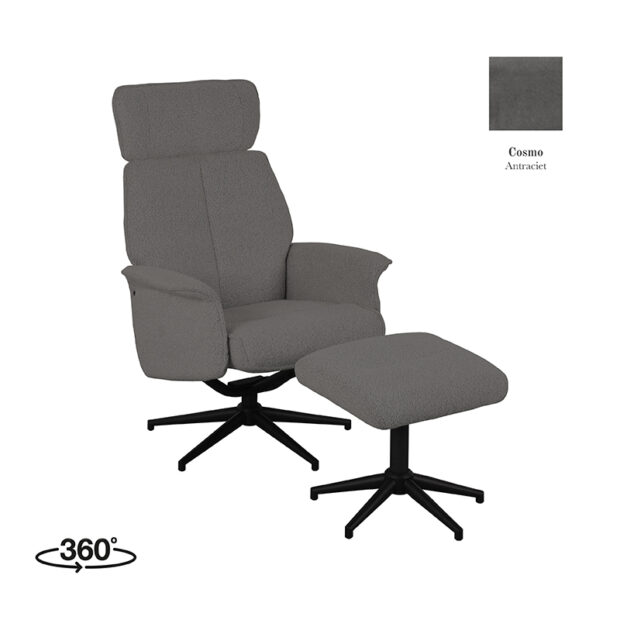 fauteuil verdal 77x79x109 cm ottoman antraciet cosmo perspectief360