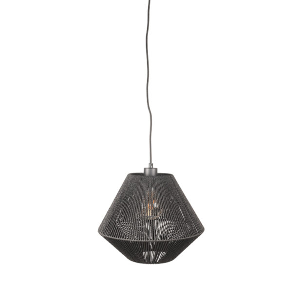 0Hanglamp Ibiza Diamond 1 Lichts Zwart 25x25x150 Cm Voorkant2