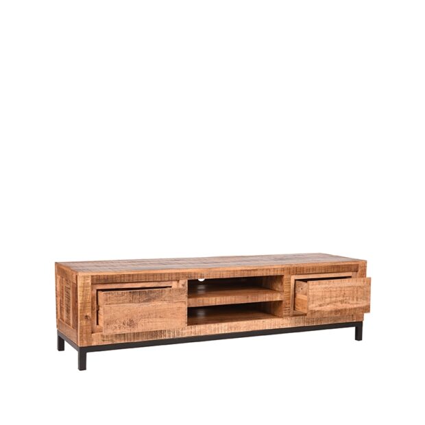 0tv meubel ghent rough mangohout 160x45x45 cm perspectief