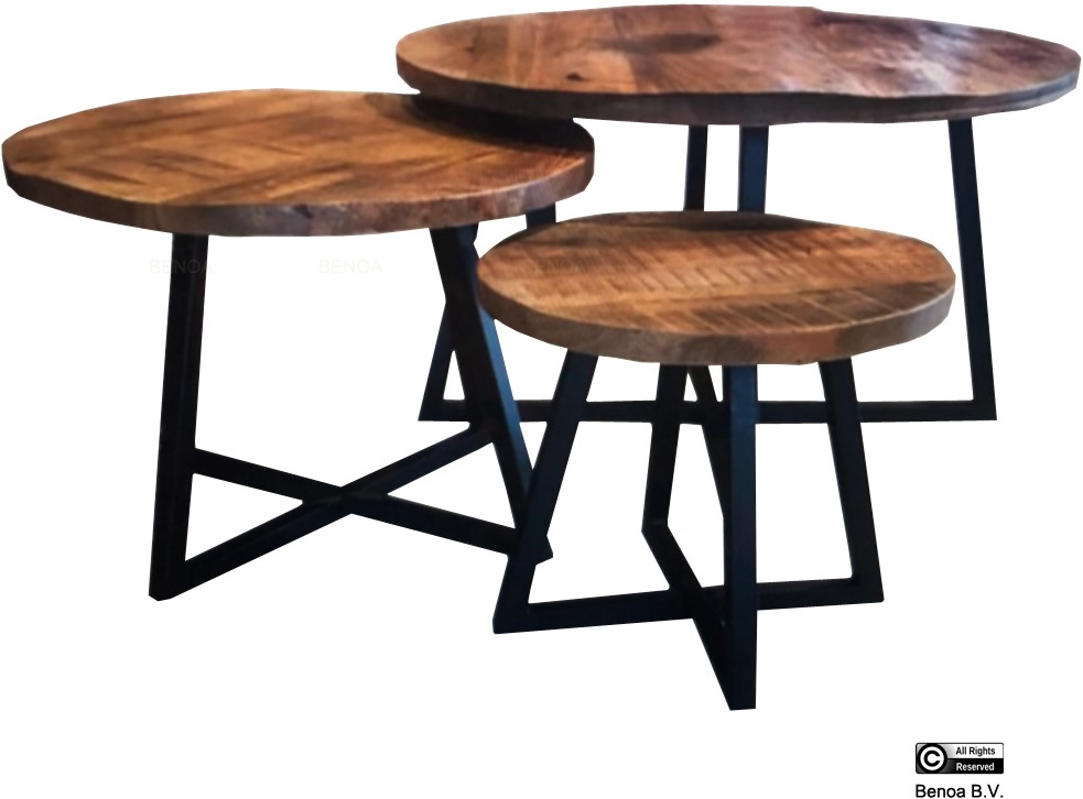 iron round coffee table set of 3