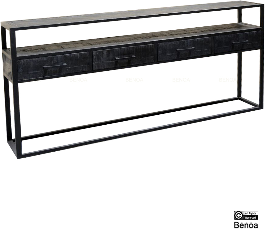 jax 4 drawer console table black 180 1
